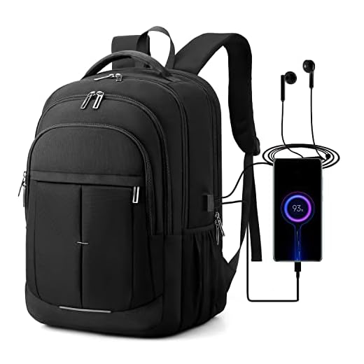 Noeborty Mochila Portatil Mochila para Portátil de Viaje 17.3 Pulgadas, Grande Mochila para Portátil con Puerto de Carga USB, Multiusos Mochila Daypacks para Trabajar Escuela Negocios Viaje, Negro