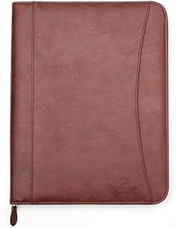 Professional Executive PU Leather Business Resume Portfolio Padfolio Organizer with iPad Mini or Tablet Sleeve Holder, Zipper, Paper Pad, Card Holders, Pen Holder, Document Folder - Brown
