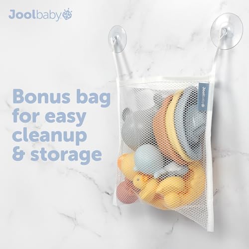 Image of Jool Baby 12-Piece Bath Toy Gift Set with Bath Toy Storage Organizer | Makes a Great Baby Shower Gift - Gift-Ready Packaging - Includes Mesh Storage Bag for Air Drying & Keeping Toys Organized