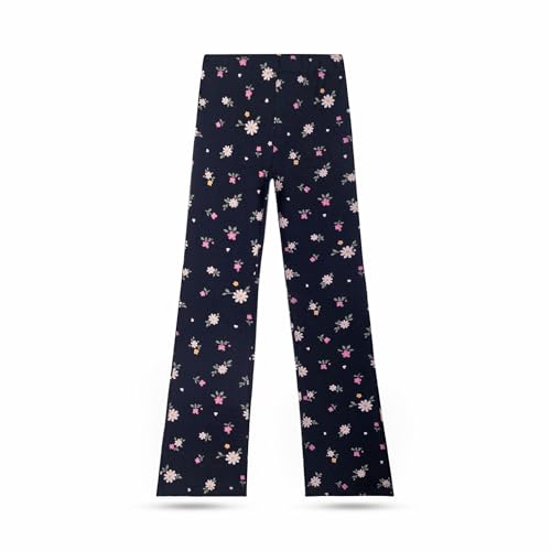 Image of T2F Girls Cotton Flared Leggings Pack of 3 | Soft Stretch Bootcut Pants for Kids | Printed Floral & Heart Designs | Multicolor Combo (2-14 Years