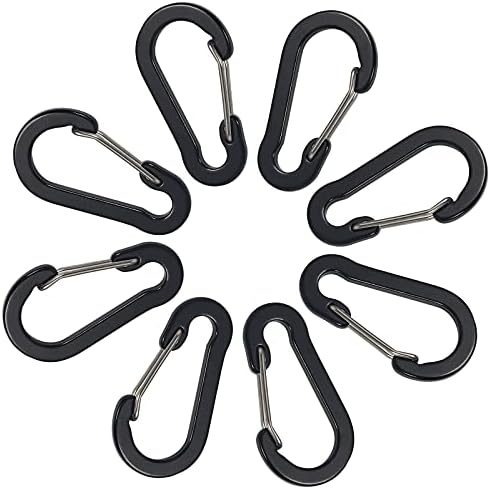 ABCOOL 8PCS Small Keychain Clips Mini Carabiner - 2 inch Aluminum Durable Quick Release Auto Locking D-Shape Spring Loaded Wire Gate Clip for Home, Rv, Camping, Fishing, Hiking, Traveling and Sports