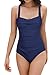 Produktbild SHEKINI Damen Einteilige Blumen Einfarbig Badeanzug Monokini Verstellbarer Oder Nicht Verstellbarer Schultergurt Badeanzüge Falten Bademode Schwimmanzug, A-dunkelblau, S