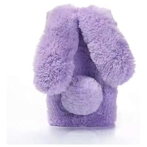 QC-EMART Cases Covers for iPhone 7 iPhone 8 Faux Fur Fluffy Furry Little Bunny Super Soft Warm Comfy Plush Cover Shockproof Bumper TPU Silicone Phone Shell Backcover Winter Case in Purple Cover