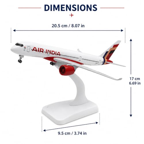 Image of New Air India Airbus A350 Diecast Aircraft Model 20 cm | Metal Plane Model with Landing Gear & Display Stand | Collectible Toy for Aviation Enthusiasts & Kids