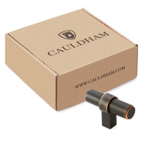 Cauldham 10 Pack Solid Kitchen Cabinet Bar Handle Pulls - Drawer/Door Hardware Knobs - Style B525 - Oil Rubbed Bronze
