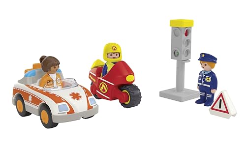 Miniatura 7 de PLAYMOBIL Junior 71692 Héroes del día a día, Incluye Doctora, Bombero y Oficial de policía, Juguete Hecho de plásticos a Base de Plantas, Juguetes para niños y niñas a Partir de 1 año