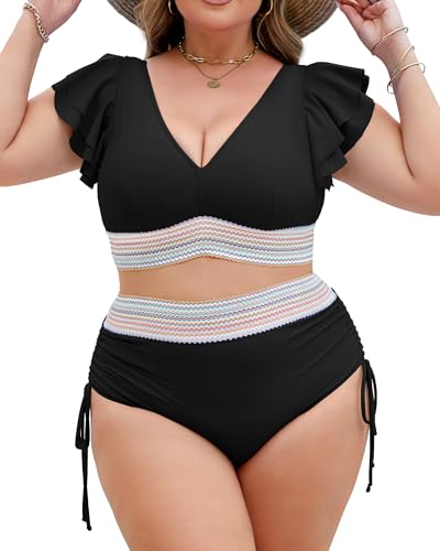 Plus Size Swimsuit for Women 2 Piece High Waisted Bikini Sets Tummy Control Bathing Suit Modest Swim Suits Tankini