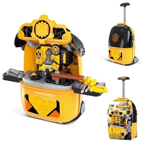 Tool Set 2 in 1 Kids Deluxe Set with Wheels and Handle to Convert into a Tool Suitcase +3 Years. Included 34pcs.
