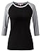 Regna X Women's Fit Relaxed Flowy Long Sleeve Baseball T-Shirts Top Light Grey