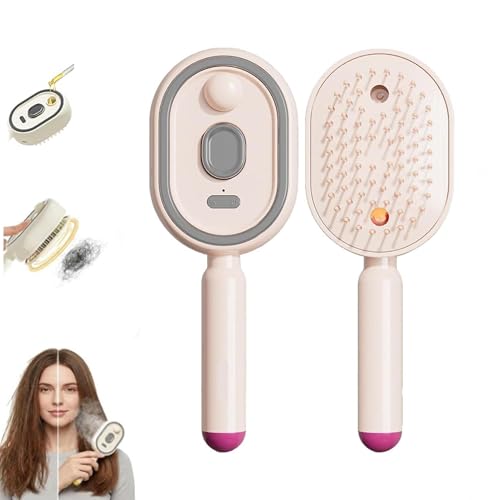 Brosse Vapeur Électrique, Brosse À Cheveux 2 En 1 Brumisateurs Avec Spray D'eau, Lisseur Vapeur Rechargeable Pour Cheveux Naturels, Peigne De Massage...