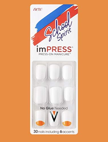 Kiss imPress Press-On White Manicure Nails # BIPAT250 Varsity (School Spirit)