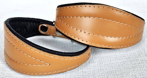 Greyhound Podenco Halsband, Halsumfang 26-32cm, 32-38 cm, 35-41cm, 40-47cm, 40-50cm Leder, Cognac- Schwarz (26-32cm/35 cm)
