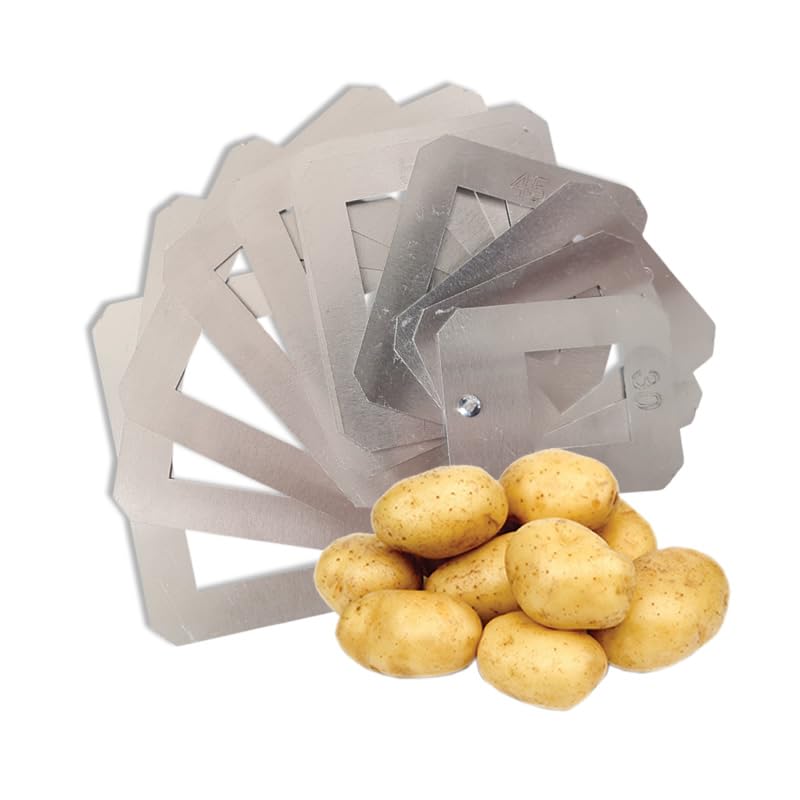 Calibre de Patatas, Aluminio, 11 Anillas Cuadradas, Rango 30-80 mm, Medición Conforme RD 31/2009. CAL30-80-PAT. Calibrador de batata, papa