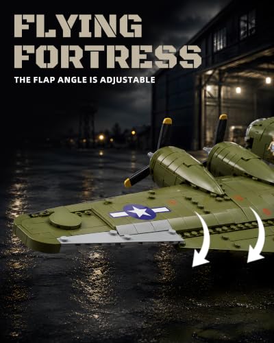 iWonders B-17 Flying Fortress Bomber Plane Building Blocks Set, Large WW2 Classic Military Fighter Aircraft Models with Display Stand, Army Airplane Historical Educational Gifts, Toy Kids 6+ - Image 8
