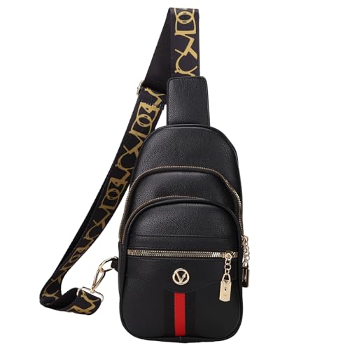 Negra Crossbody Bags for Women Fashion Shoulder Bag PU Leather Sports Bag Causal Chest Bum Bag Sling Purse Backpack with Adjustable Strap for Traveling Shopping Dating Black