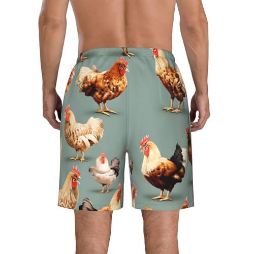 WURTON Chicken Prints Print Mens Swim Trunks Compression Liner Swimming Trunks Bathing Suit Quick Dry Shorts3