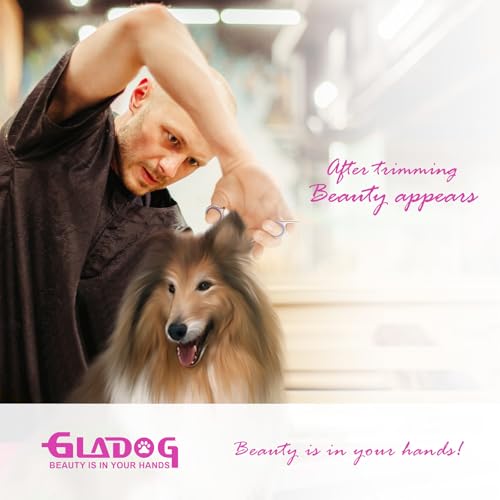 Image of GLADOG Professional 4 in 1 Dog Grooming Scissors Set with Safety Round Tips, Sharp and Heavy-duty Pet Grooming Shears for Cats (Pink)