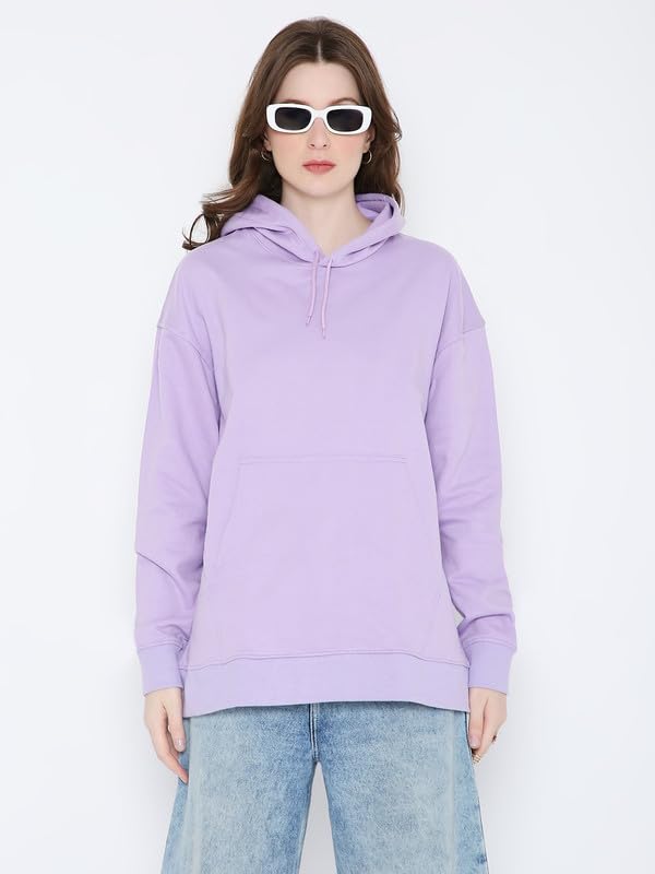 Image of BE SAVAGE Women's Solid Full Sleeves Cotton Hoodie