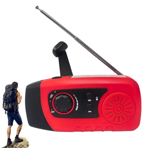 Sillas de Radio Manivela | Radio Solar Exterior 2000mAh con Batería Recargable | Linterna Multifunción, Cargador de Teléfono para Emergencia, Tormentas y Cortes de Corriente