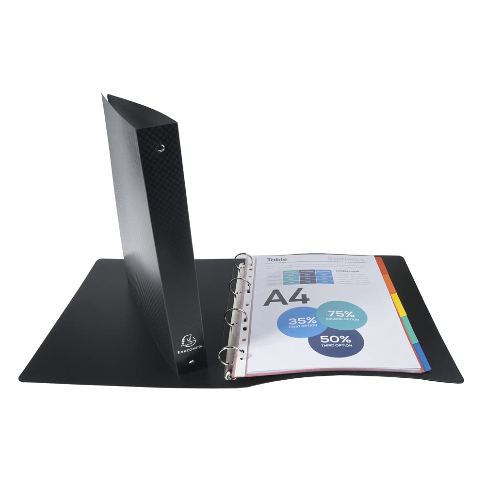 Exacompta - réf. 512801E - Carton de 20 classeurs semi-rigides OPAK – 4 anneaux ronds 30 mm – Dos 40 mm – Dimensions extérieures : 32 x 26,8 cm - Format à classer A4 Maxi – Coloris : noir