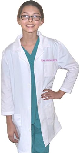 Custom Kids Lab Coat, Includes Embroidered Name, Size 7 White