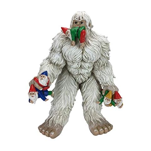 GlitZGlam Large Miniature Yeti and Gnomes for The Fairy Garden. A Large Garden Gnome Figurine (13.25 Inch High) and a Fairy Garden Accessory Cover