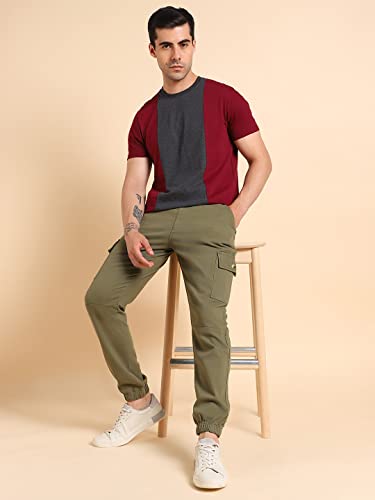 Image of Dennis Lingo Men's Cotton Slim Fit Solid Round Neck T-Shirt