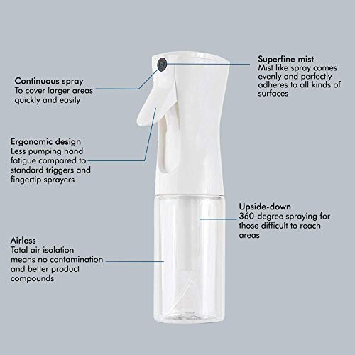 Foto von SURPN Haarspray-Vernebelungsflasche, 200 ml, nachfüllbare Feinnebel-Sprühflasche, ultrafeiner kontinuierlicher Wasservernebler für Salon, Gartenarbeit, Pflanzen und Hautpflege, transparent