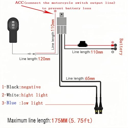 Lenjiemt M01XZ002 Linjie Motorcycle Double Color/High Low Beam Wiring Harness Kit 12V Relay Double Color Spot Lights Wiring thumb #3