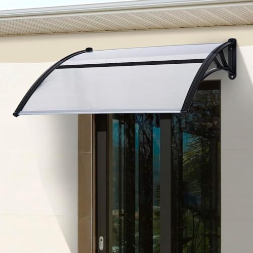 Vordach für den Außenbereich | Sonnendach | Vordach zum Reparieren | Vordach aus ABS mit Abdeckung aus Polycarbonat 150 x 100 cm, Schwarz