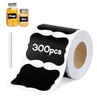 Aihoom 300PCS Chalkboard Stickers with White Marker Pen, Self Adhesive Reusable Black Labels for Jars, Pantry and Spice Containers, Bottle and Jam Jars, Kitchen Storage, Blackboard Sticker Set
