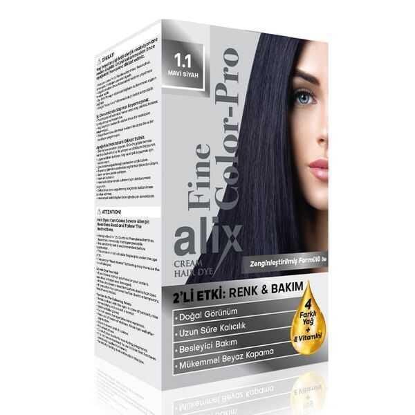 Alix Kit Saç Boyası 50 ml 1.1 Mavi Siyah