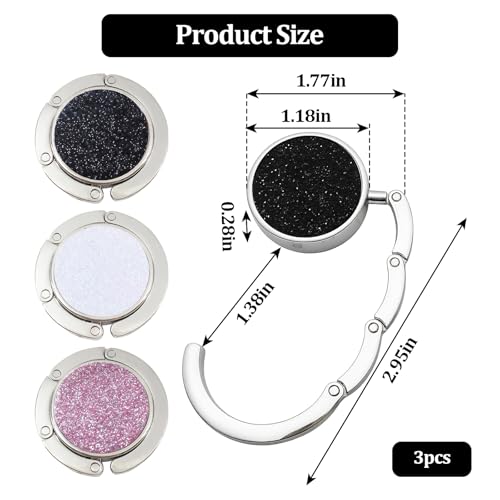 Crochets de sac à main pliables pour table | Lot de 3 supports décoratifs - 6