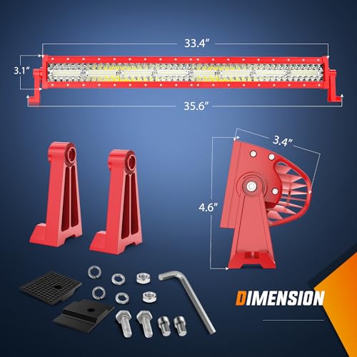 Image of Nilight LED Light Bar 33 Inch with Wiring Kit on Truck SUV UTV, Red Shell