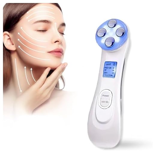 Facial Aparato Radiofrecuencia, Aparato Facial Ultrasonido, Frío Calor Roja y Azul para Antiarrugas, Limpieza Profunda, Rejuvenecimiento, Anti-envejecimiento, Anti-acné, Cuidado Facial
