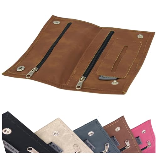 Bolsa de Tabaco Ciggy Jumper en Estilo de Cuero Premium Usado con Compartimento de folleto Simple, Doble o Largo, Compartimento de Filtro (1.) Cognac Soltero)