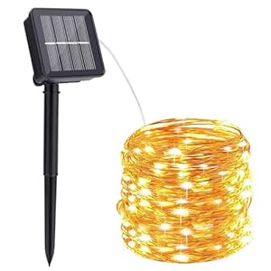 Guirlande Lumineuse Exterieure Solaire 10m 100 Led, Lampe Solaire Jardin avec 8 Modes, IP65 ÉTanche Solar Lights Outdoor, Rideau Lumineux Exterieur pour Jardin Terrasse Cour Maison Noël Mariage Fête
