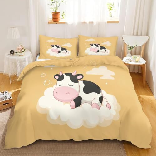 Housse de couette imprimée 3D vache mignonne pour lit ado