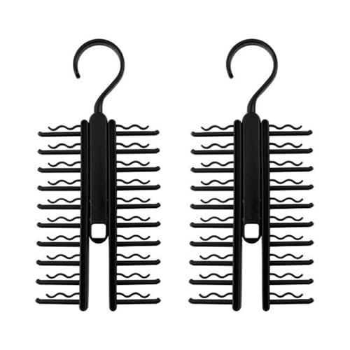 2 Piezas Corbatas Organizador Percha, Colgador de Corbata Ajustable Antideslizante, Corbateros Giratorios, Corbateros para Armarios, para Colgar Cinturones, Bufandas, Corbatas y Más (Negro)