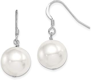 Prata Esterlina 925 Branco 13 mm Redondo Mar Concha Sereia Náutica Joia Pérola Pendente Brincos Lustre Pedra Natural Joias Finas Para Mulheres Presentes Para Ela, Pérola, Pérola