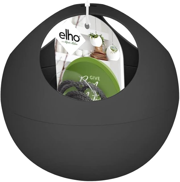Elho B.for Soft Air 18 - Flower Pot for Indoor - Ø 18.0 x H 17.5 cm - Black/Anthracite