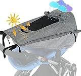 Stroller Sun Shade - UPF 50+ Universal Stroller UV Protection Cover for Baby with See Through, Waterproof Sun Cover for Stroller, Stroller Sunshade Extender, Joggers & Stroller Accessories for UV