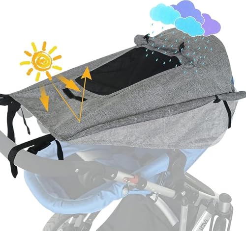 Image of Stroller Sun Shade - UPF 50+ Universal Stroller UV Protection Cover for Baby with See Through, Waterproof Sun Cover for Stroller, Stroller Sunshade Extender, Joggers & Stroller Accessories for UV
