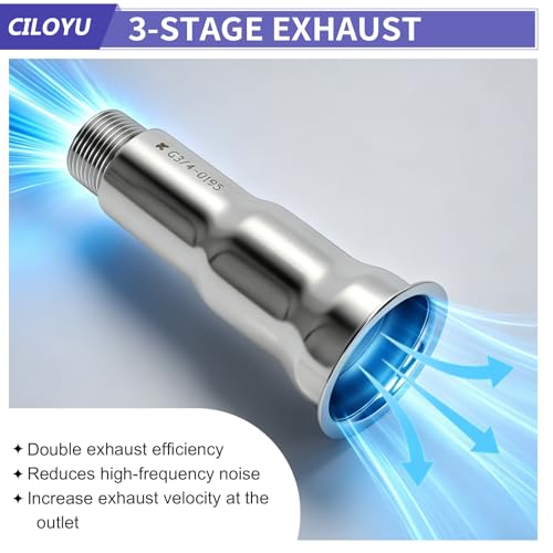 Image of Central Long Mini Bike Trumpet Exhaust Pipe for GMB100 CT100U | 3 Stage Under Seat Muffler Fits for Predator 79cc 3HP 98cc 154F 3.0HP Engine GPS Rascal 98 Lite FR-P Coleman Minibike Parts