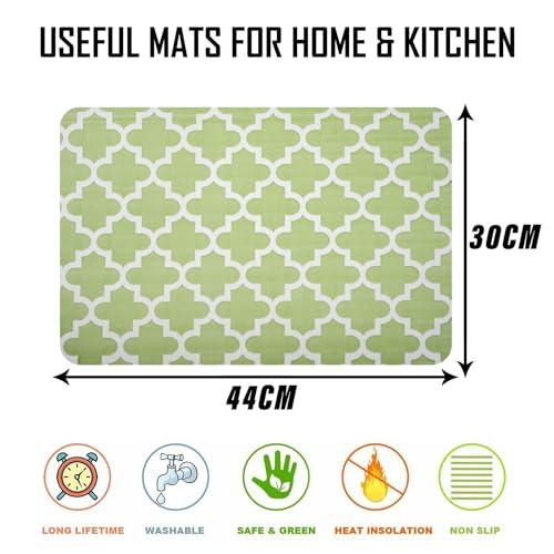 Image of Kuber Industries Placemat | Placemats for Dining Room | Anti-Slip Table Mat Set | Placemats for Kitchen Table | Dining Table Placemats | Hexagon-Design Placemat | 6 Piece Set | Green