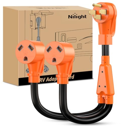 Image of Nilight 50 Amp to 30 Amp RV Y Splitter Adapter Cord 50A Male Plug to Two 30A Female Outlet NEMA 14-50P TT-30R Pure Copper STW 10 AWG Heavy Duty Cable for RV Camper Generator