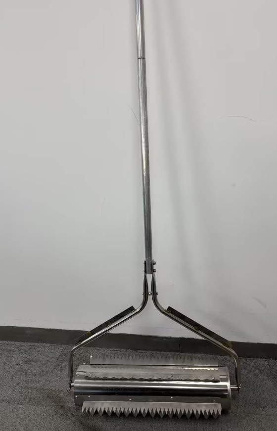 Pond Rake Roller, Lake Weed Cutter Remover, Stainless Steel Beach Roller with Adjustable Aluminum Handle, Aquatic Weed Sludge Tiller, Clears Weeds Roots Muck for Pond, Lake, Beach & Shoreline