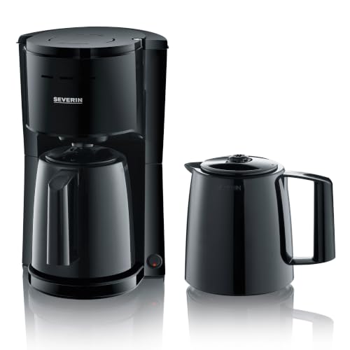 SEVERIN Filterkaffeemaschine mit 2 Thermokannen, Kaffeemaschine für bis zu 8 Tassen je Kanne, Filtermaschine mit 2 Isolierkannen, schwarz, KA 9307