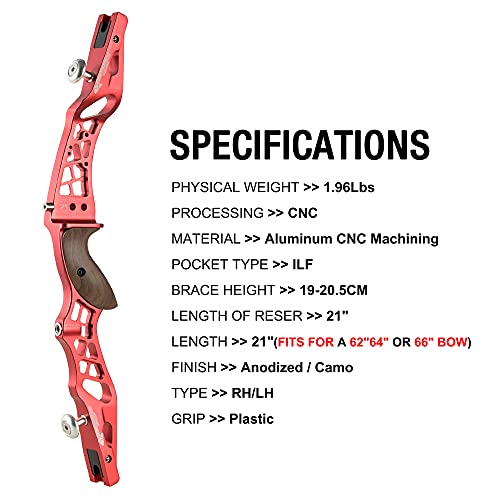 Topointarchery Unison 21 Inch Olympic Ilf Recurve Bow For Competition Target Shooting Aluminum Cnc Milling Recurve Bow Riser Right Handed Ilf Device For Archery Bow Targeting (Turqoise-Rh) #TOP3