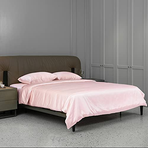 CloverSilk Funda de edredón de seda de 22 Momme, 100% seda de morera, funda de edredón con cierre de cremallera, ultra suave, duradera, 1 funda de edredón solo – California King, color rosa